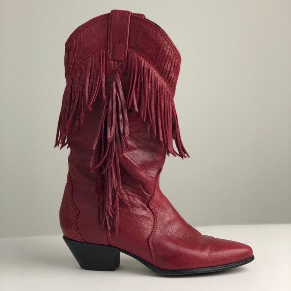 red fringe cowboy boots